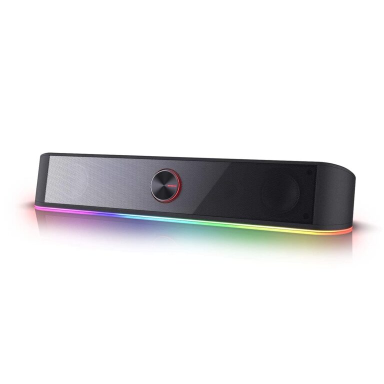Redragon GS560 Adiemus RGB Desktop Soundbar, 2.0 Channel Computer Speaker with Dynamic Lighting Bar Audio-Light Sync/Display, Touch-Control Backlit with Volume Knob, USB Powered...