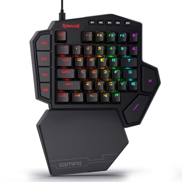 Redragon K585 DITI Wired One-Handed RGB Gaming Keyboard, Mechanical Gaming Keypad with 7 Onboard Programmable Macro Keys and Detachable Wrist Rest, Portable 42 Keys in Blue...