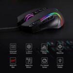 Redragon M612 Predator RGB Gaming Mouse, 8000 DPI Wired Optical Mouse with 11 Programmable Buttons & 5 Backlit Modes, Software Supports DIY Keybinds Rapid Fire Button