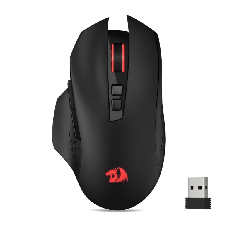 Redragon M656 Gainer Wireless Gaming Mouse, 4000 DPI 2.4Ghz Wireless Mouse w/ 5 DPI Levels, 7 Macro Buttons, Red LED Backlit & Pro Software/Drive Supported, for PC/Mac/Laptop
