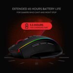 Redragon M686 Wireless Gaming Mouse, 16000 DPI Wired/Wireless Mouse with Professional Sensor, 45-Hour Durable Power Capacity, Customizable Macro and RGB Backlight for PC/Mac/Laptop
