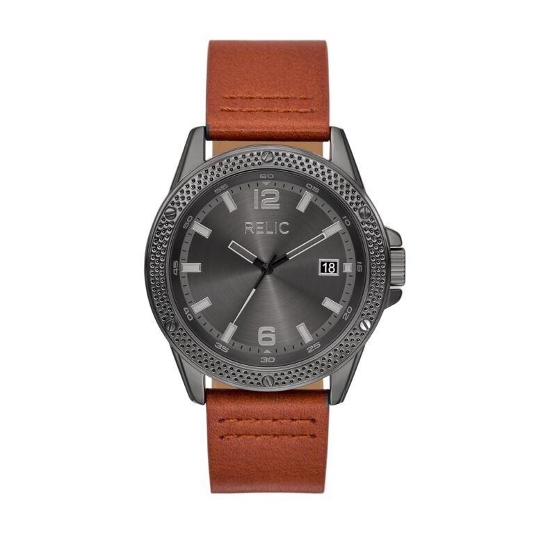 Relic Men's Jackson Strap Three-Hand Date Brown Leather Watch