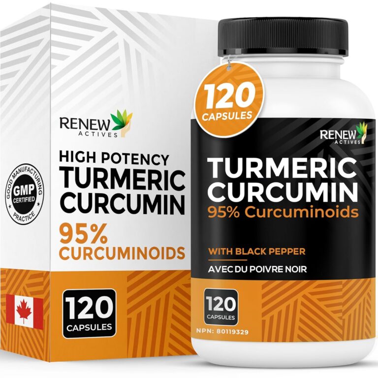 RENEW ACTIVES Turmeric Curcumin – Ultra Potent 95% Curcuminoids with BioPerine Black Pepper for Maximum Absorption – Supports Joint Health, Mobility, Digestion & Liver – Made in...