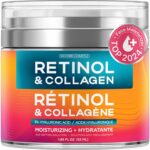 Retinol Cream for Face with Hyaluronic Acid, Collagen Day & Night Moisturizer for Women and Men, Age Solution Cream, 1.85 Oz