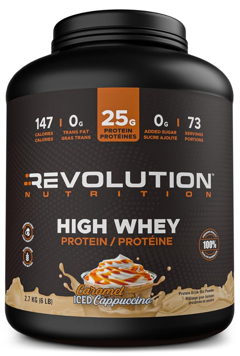Revolution Nutrition, High Whey, Protein Powder 6LB, Whey Isolate, Gluten Free, For Men & Women, 25g of Protein Per Scoop, 2.7kg, 73 Servings (Caramel Iced Cappuccino, 6 Pound)