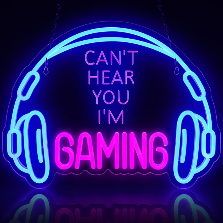 ReyeeInc Gaming Headset Neon Sign, Large Bright and Dimmable Colorful LED Game Headphone Neon Light and USB Powered Lightup Signs for Gamer Zone Video Room Bedroom Wall Art...