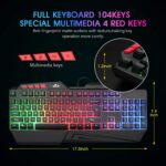 Rii RGB LED Wired Gaming Keyboard,Standard Keyboard for PC,Laptop,Office,Gaming