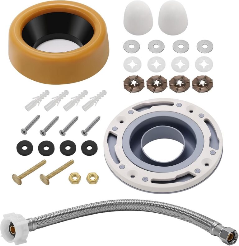 Roastove Premium Toilet Flange Repair Kit, ABS Flange Repair Kit for 3" and 4" Drain Pipes, Including 12" Braided Stainless Steel Toilet Connector-Ideal, Replacement for...