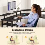 Rolanstar Computer Desk 46.2" with Power Outlets USB Ports & LED Strip,Reversible L Shaped Desk with Monitor Stand & Storage Shelf,L Shaped Gaming Desk with Hooks,Home Office...