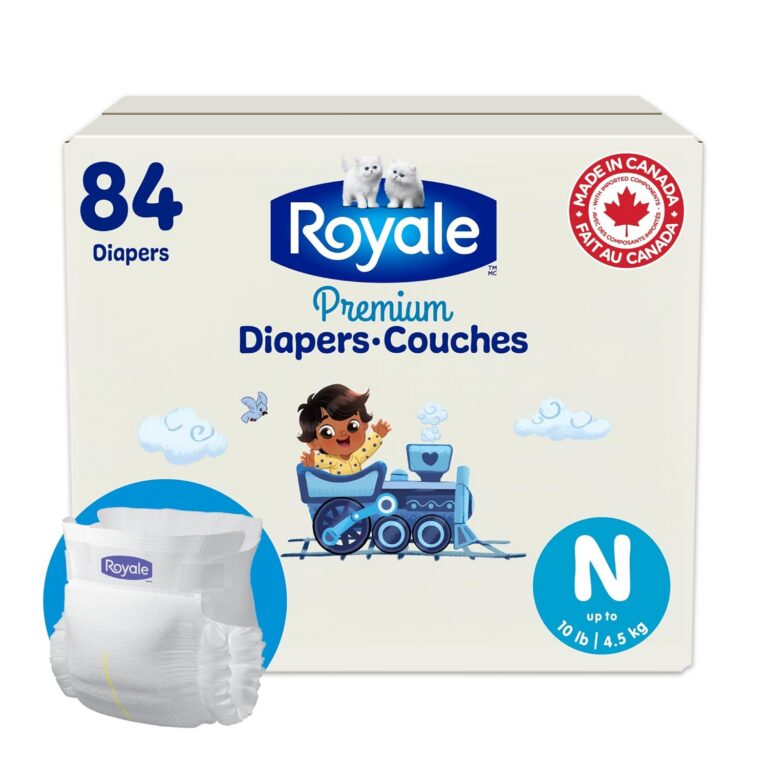 Royale Premium Diapers, Size NB (Up to 10 lb), 84 Count, Disposable Baby Diapers