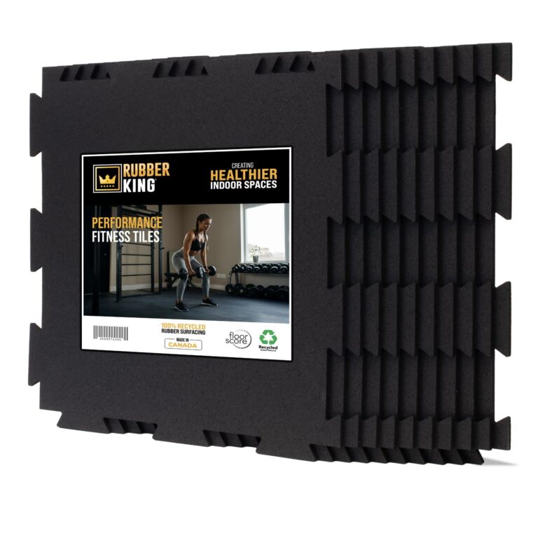 Rubber King 10 Piece Interlocking Tiles 19" x 19" x 6mm - 100% Recycled Rubber Gym Floor Tiles, Exercise Mat for Home Gym, Anti-Slip Low-Odor Interlocking Puzzle Floor Tiles -...