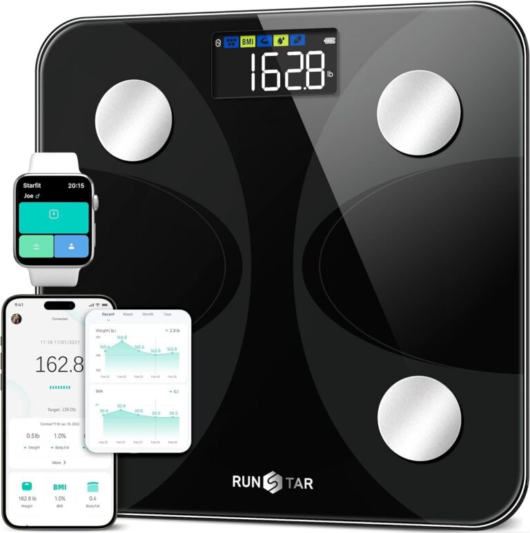 RunStar Smart Scale for Body Weight and Fat Percentage, High Accuracy Digital Bathroom Scale FSA or HSA Eligible with LCD Display for BMI 13 Body Composition Analyzer Sync with...