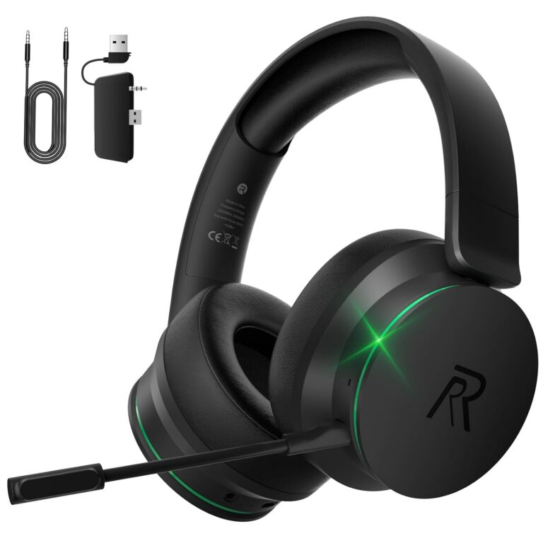 RYR Wireless Gaming Headset for Xbox Series X|S, Xbox One, PS5, PS4, Mac, Bluetooth 5.3, 3D Surround Sound, Rotatable Earmuffs, Gaming Headphones with Noise Canceling...