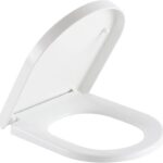 SADALAK Toilet Seat D Shape Soft Close Quick Release Easy Clean Toilet Seat Replacement with Non-Slip Bumpers for Bathroom White