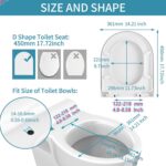 SADALAK Toilet Seat D Shape Soft Close Quick Release Easy Clean Toilet Seat Replacement with Non-Slip Bumpers for Bathroom White
