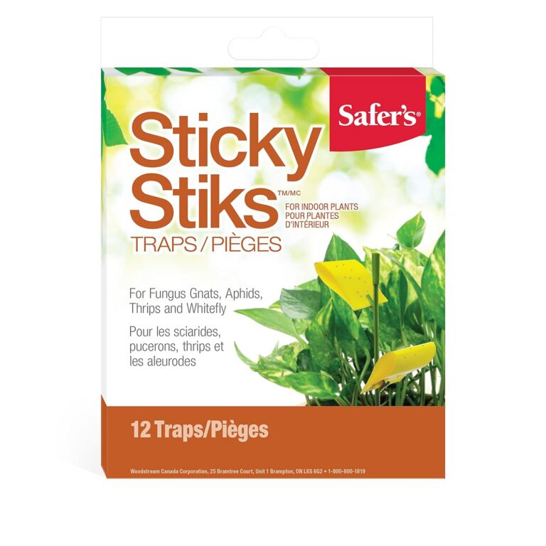 Safer's 07-2122CAN Houseplant Sticky Stake Insect Traps for Indoor Plants - Controls Fungus Gnats, Whiteflies, Midges, Thrips, Fruit Flies, and Black Flies - 12 Traps