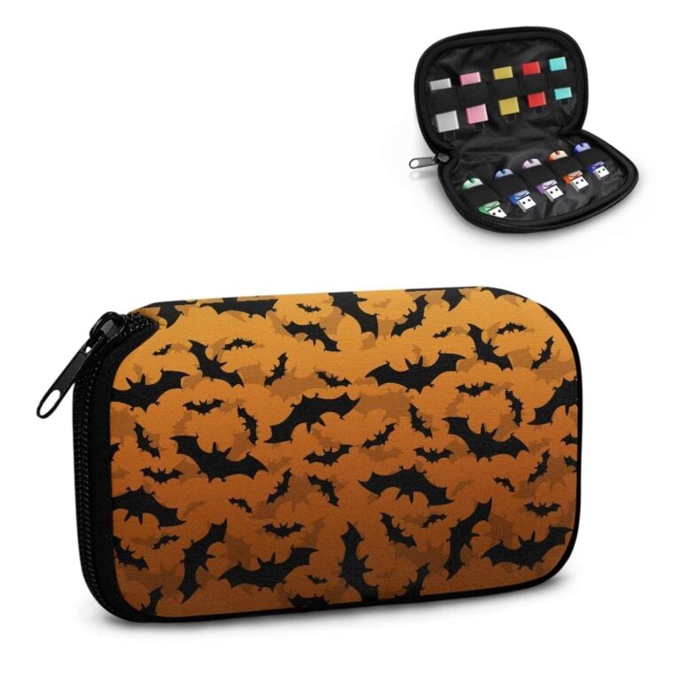 Salabomia Bat Flash Drive Case USB Memory Stick SD Card Storage Organizer with 10 Slots, Portable Halloween USB Holder USB Storage Bag Lightweight Eletronic Accessories, Orange