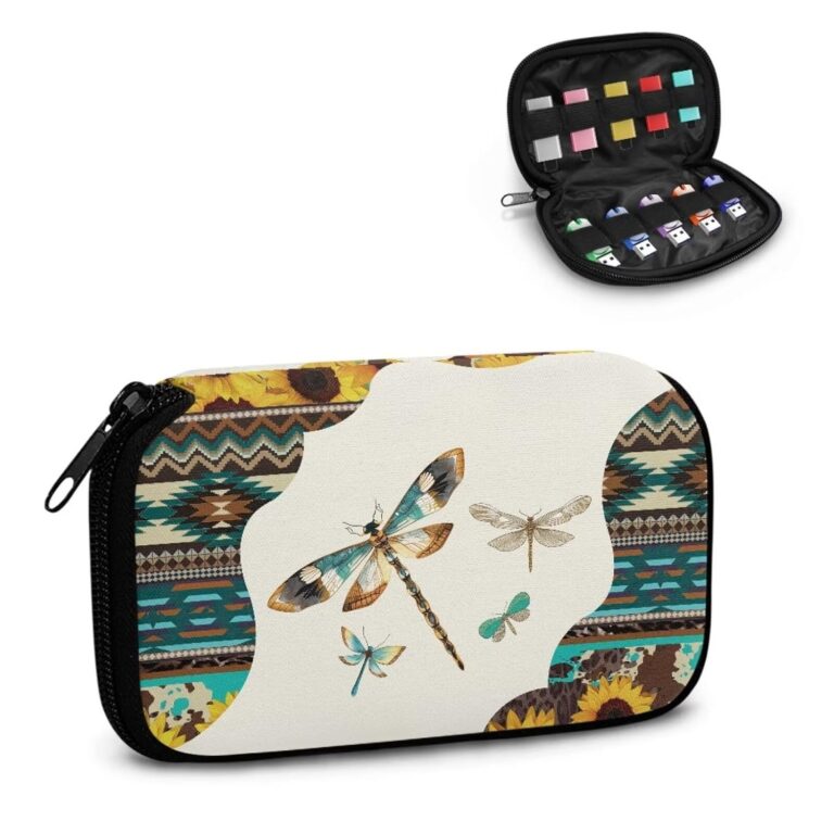 Salabomia Dragonfly Print Flash Drive Case Aztec Navajo USB Memory Stick SD Card Storage Organizer with 10 Slots, Portable USB Holder USB Storage Bag Lightweight Eletronic...