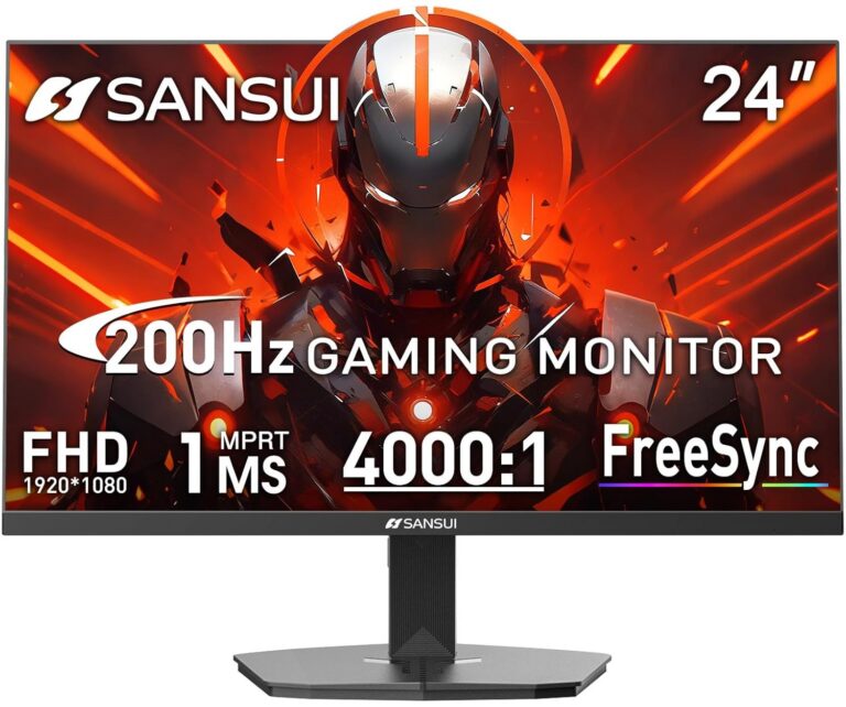 SANSUI 24 Inch 200Hz Gaming Monitor, FHD 1080P 1ms 110% sRGB Computer Monitor, HDMI DP Ports VESA Support for Game Office (HDMI Cable Included)
