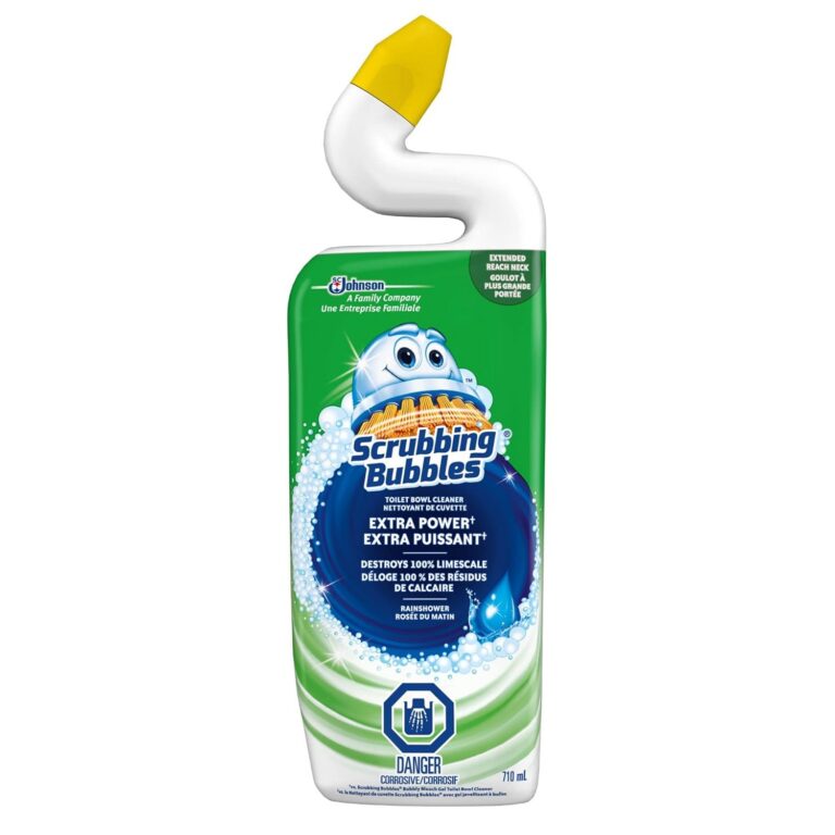 Scrubbing Bubbles Extra Power Toilet Bowl Cleaner, Destroys 100% of Limescale and Soap Scum, Rainshower Scent, 710mL (Packaging May Vary)