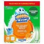 Scrubbing Bubbles Toilet Bowl Cleaner, Fresh Brush Toilet Bowl Cleaning Flushable Refills, Citrus Scent, 28 Refills Total