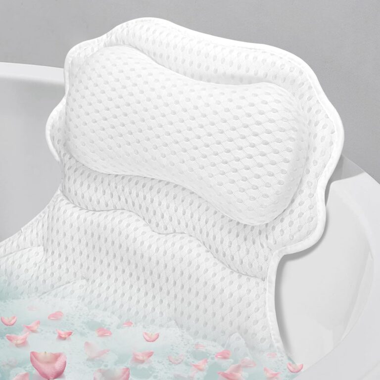 SetSail Bath Pillow, Relaxing Bath Pillows for Tub Neck and Back Support Soft 4D Breathable Air Mesh Ergonomic Bathtub Pillow with 6 Strong Suction Cups and Hook Luxury Bathroom...