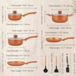 SHEUMNT Nonstick Cookware Set 11 Piece, Oven Broiler Safe 350F, Pots and Pans, Kitchen Cooking Set Fry Pans, Saucepans, Saute Pan, Kitchen, Home, Dishwasher Safe