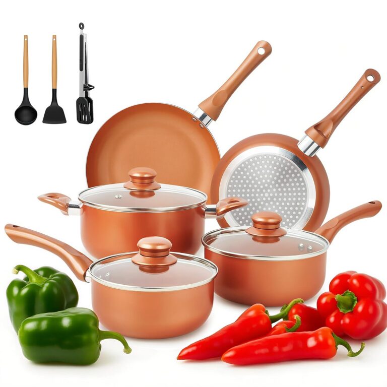 SHEUMNT Nonstick Cookware Set 11 Piece, Oven Broiler Safe 350F, Pots and Pans, Kitchen Cooking Set Fry Pans, Saucepans, Saute Pan, Kitchen, Home, Dishwasher Safe