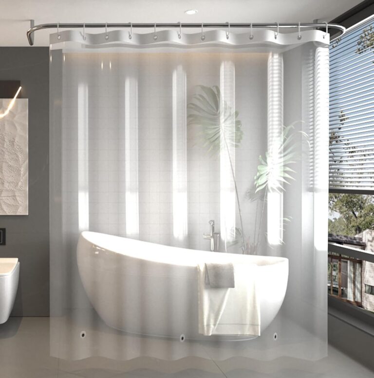 Shower Curtain Liner Clear- Premium PEVA Waterproof Shower Curtain with Rust-Proof Grommets, Standard Size Bathroom Shower Curtains, 72x72 Inches Lightweight