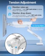 Single Monitor Mount for 32 27 24 22 inch Screen, Monitor Arm Holds 4.4-22 lbs, Monitor Desk Mount, Gaming & Home Office Use, VESA 75x75mm & 100x100mm, Freelift Pro White