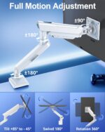 Single Monitor Mount for 32 27 24 22 inch Screen, Monitor Arm Holds 4.4-22 lbs, Monitor Desk Mount, Gaming & Home Office Use, VESA 75x75mm & 100x100mm, Freelift Pro White