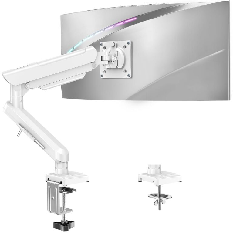 Single Monitor Mount for 32 27 24 22 inch Screen, Monitor Arm Holds 4.4-22 lbs, Monitor Desk Mount, Gaming & Home Office Use, VESA 75x75mm & 100x100mm, Freelift Pro White