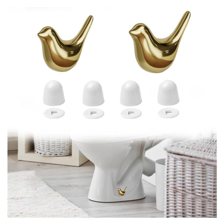 Singring Toilet Bolt Caps, 2 Pack Birds Toilet Bolt Covers with 4 Pcs Universal Toilet Bolt Caps, Cute Bathroom Decor, Toilet Floor Screw Cover Caps Easy Installation (Gold)