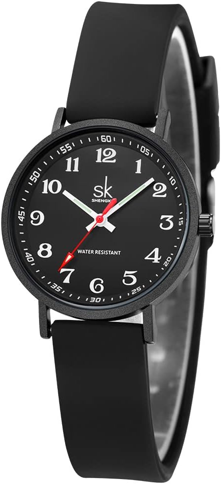 SK Ultra Thin Fashion Sport Sweatproof Women Watch Ladies Watch with Easy Read Dial and Colorful Silicone Band