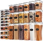 Skroam 36 Pack Airtight Food Storage Containers for Kitchen Pantry Organizers and Storage, Plastic Kitchen Storage Containers with Lids for Flour, Sugar, and Cereal, Labels &...