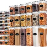 Skroam 36 Pack Airtight Food Storage Containers for Kitchen Pantry Organizers and Storage, Plastic Kitchen Storage Containers with Lids for Flour, Sugar, and Cereal, Labels &...
