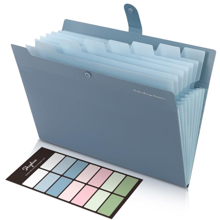 SKYDUE Expanding File Organizer with 8 Pockets, Accordion File Folders with Labels, Portable Document Paper Bill Receipt Organizer, Home College School Office Supplies, Letter...