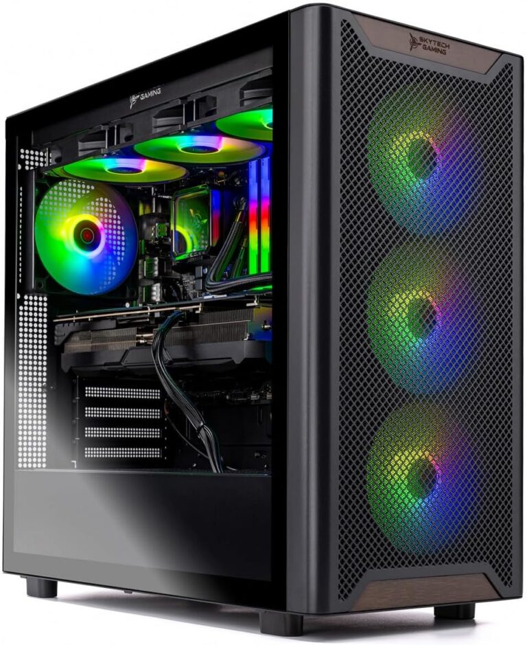 Skytech Chronos 3 Gaming PC Desktop, Intel i7 14700F 2.1 GHz (5.3GHz Turbo), NVIDIA RTX 5060 8GB, 1TB NVMe SSD, 32GB DDR5 RAM 5200 RGB, 850W Gold ATX 3 PSU, 360mm ARGB AIO,...