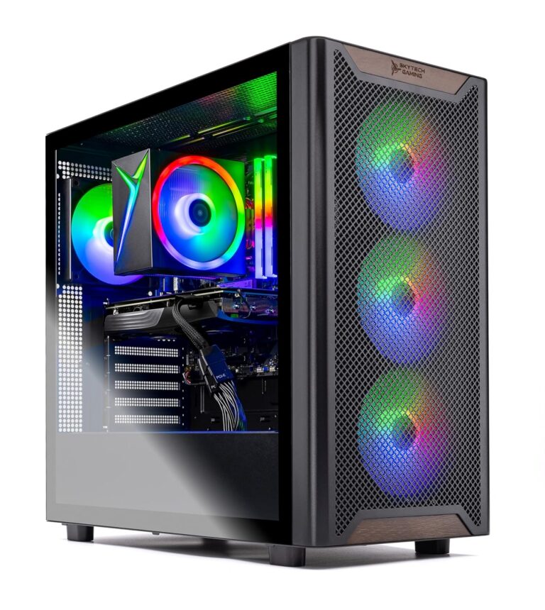 Skytech Chronos Gaming PC Desktop, Ryzen 7 5700 3.7 GHz (4.6GHz Turbo), NVIDIA RTX 5060 8GB, 1TB NVMe SSD, 16GB DDR4 RAM 3200, 650W Gold PSU, Wi-Fi, Win 11