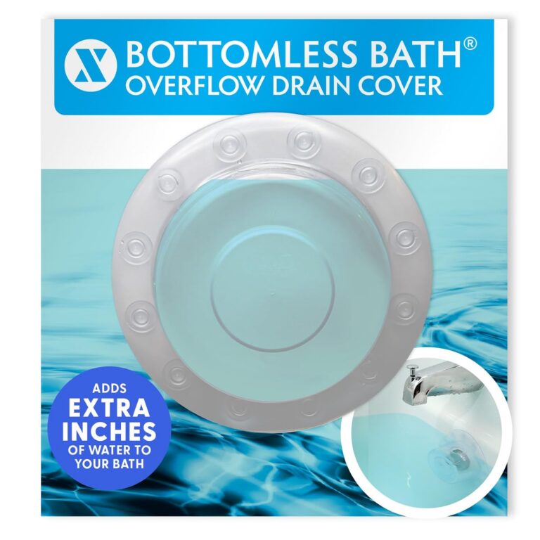 SlipX Solutions Bottomless Bath Overflow Drain Cover for Tub, Adds Inches of Water to Bathtub for a Warmer Deeper Bath, Spa Accessories, Drain Block, Water Stopper Plug (4 inch...