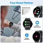 Smart Watch for Men Women (Answer/Make Calls), Smartwatch for Android iPhone, 1.39" Fitness Trackers with Heart Rate Blood Oxygen Sleep Monitor Pedometer (Black)