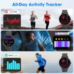 Smart Watch for Men Women (Answer/Make Calls), Smartwatch for Android iPhone, 1.39" Fitness Trackers with Heart Rate Blood Oxygen Sleep Monitor Pedometer (Black)