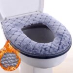 Soft Toilet Seat Cushion Washable and Comfortable Toilet Seat Cover Pads Reusable Thicker Warmer Cover Pads with Zipper (Grey)