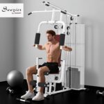 Soozier Home Gym, Multifunction Gym Equipment Workout Station with 100Lbs Weight Stack for LAT Pulldown, Leg Extensions, Preacher Bicep Curls, Triceps Pulldowns, Chest Press
