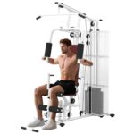 Soozier Home Gym, Multifunction Gym Equipment Workout Station with 100Lbs Weight Stack for LAT Pulldown, Leg Extensions, Preacher Bicep Curls, Triceps Pulldowns, Chest Press
