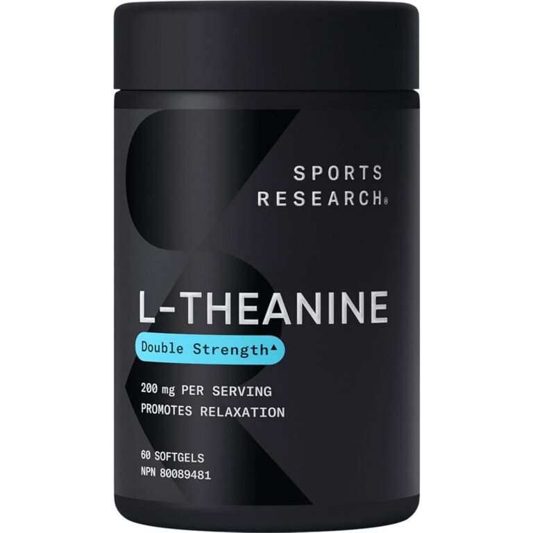 Sports Research Double Strength ‘Suntheanine’ L-Theanine with Organic Coconut Oil - Promotes Alertness, Focus, and Relaxation without Drowsiness - 200 mg L Theanine Supplement -...