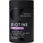 Sports Research® Extra Strength Vegan Biotin 5,000mcg with Organic Coconut Oil - Helps to Maintain Healthy Hair, Nails and Skin - Great for Women & Men - 120 Veggie Softgels