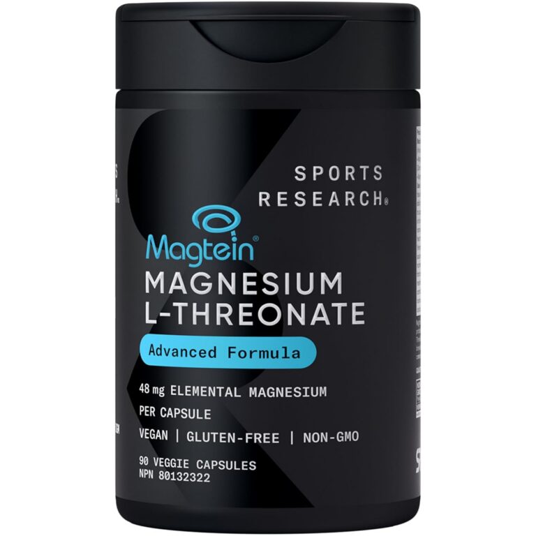Sports Research Magtein Magnesium L-Threonate Capsules - Magnesium Supplement for Memory, Focus & Cognition - Magnesium L Threonate Supports Sleep & Mood - 2000mg, 90 Capsules...