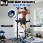 Sportsroyals Power Tower Dip Station Pull Up Bar for Home Gym Strength Training Workout Equipment, 450LBS