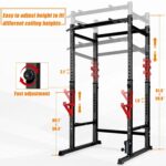 Squat Rack Pull Up Bar, Bongkim Power Rack Cage, Adjustable Squat Rack Stand for Home Gym Equipment, Squat Cage Weight Lifting with 660lb Capacity